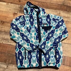 Patagonia Women's Synchilla Snap-T Hooded Jacket Pine Patch Mogul Blue Sz XS